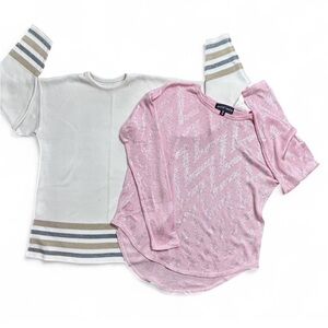 Bundle Of Almost Famous Pink M & N/B White Top M, Long Sleeves Good Condition